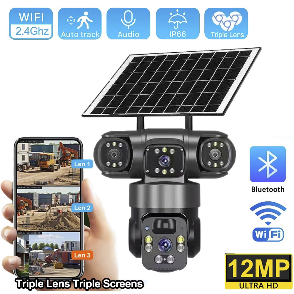 Night Vision Camera Wifi 4G - 4G 태양광 카메라 3렌즈 3화면 360도