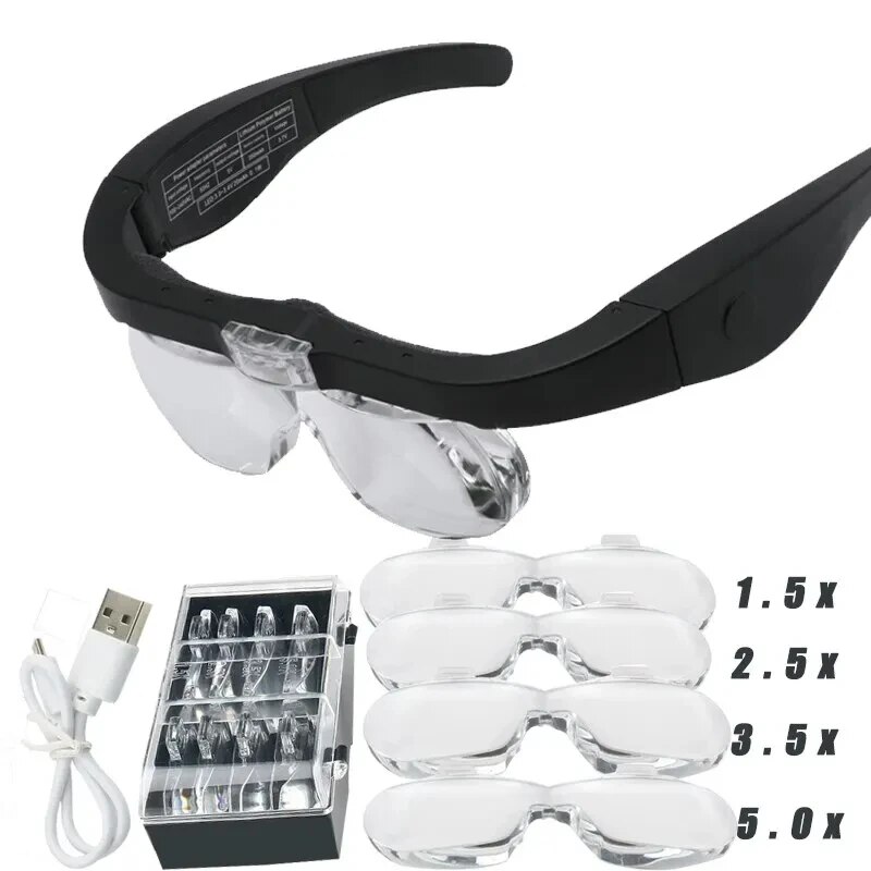 Night Vision Goggles Head Mounted - 독서용 헤드마운트 돋보기, 시계공 수리용, USB